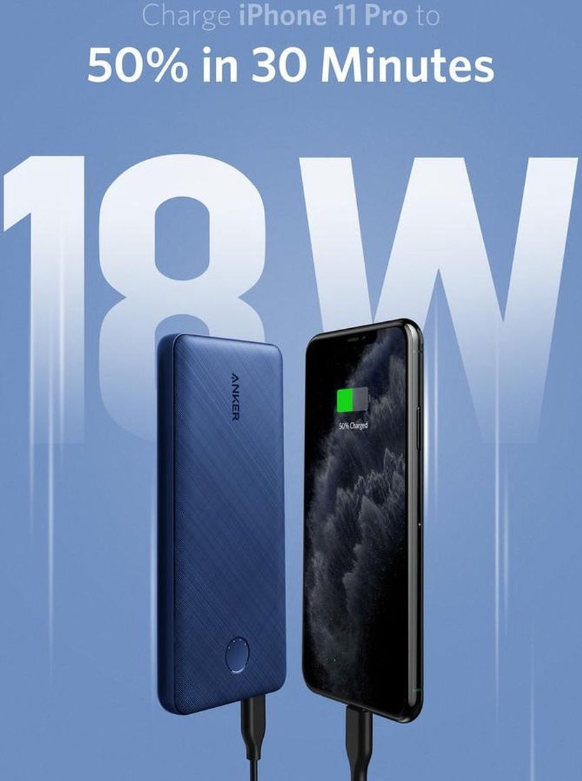 Anker PowerCore Sense 10.000 mAh Powerbank met Fast Charge Blauw afbeelding 3