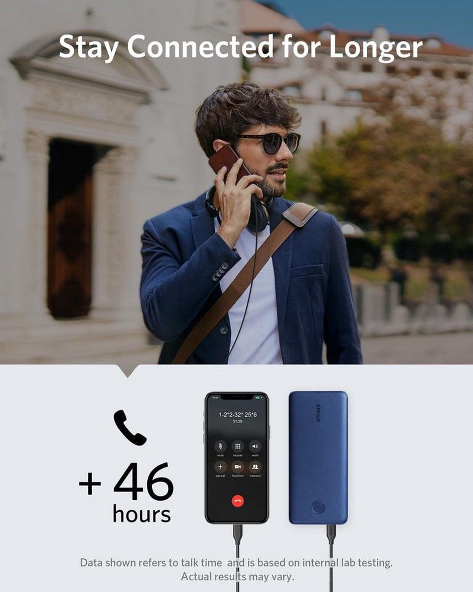 Anker PowerCore Sense 10.000 mAh Powerbank met Fast Charge Blauw afbeelding 4
