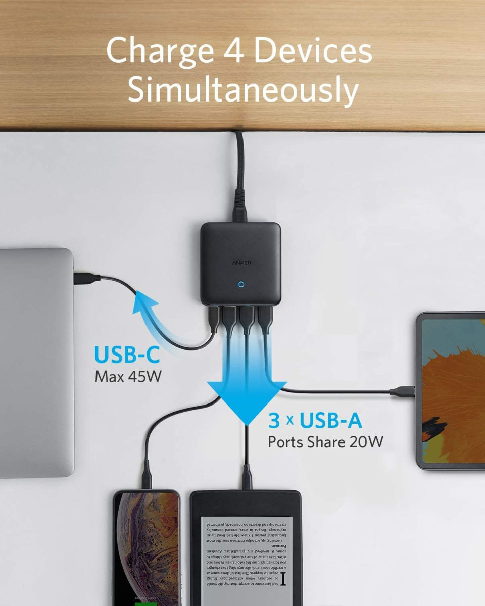 Anker PowerPort Atom III Slim 65W Snellader met USB-C en 3 Poorts USB afbeelding 3