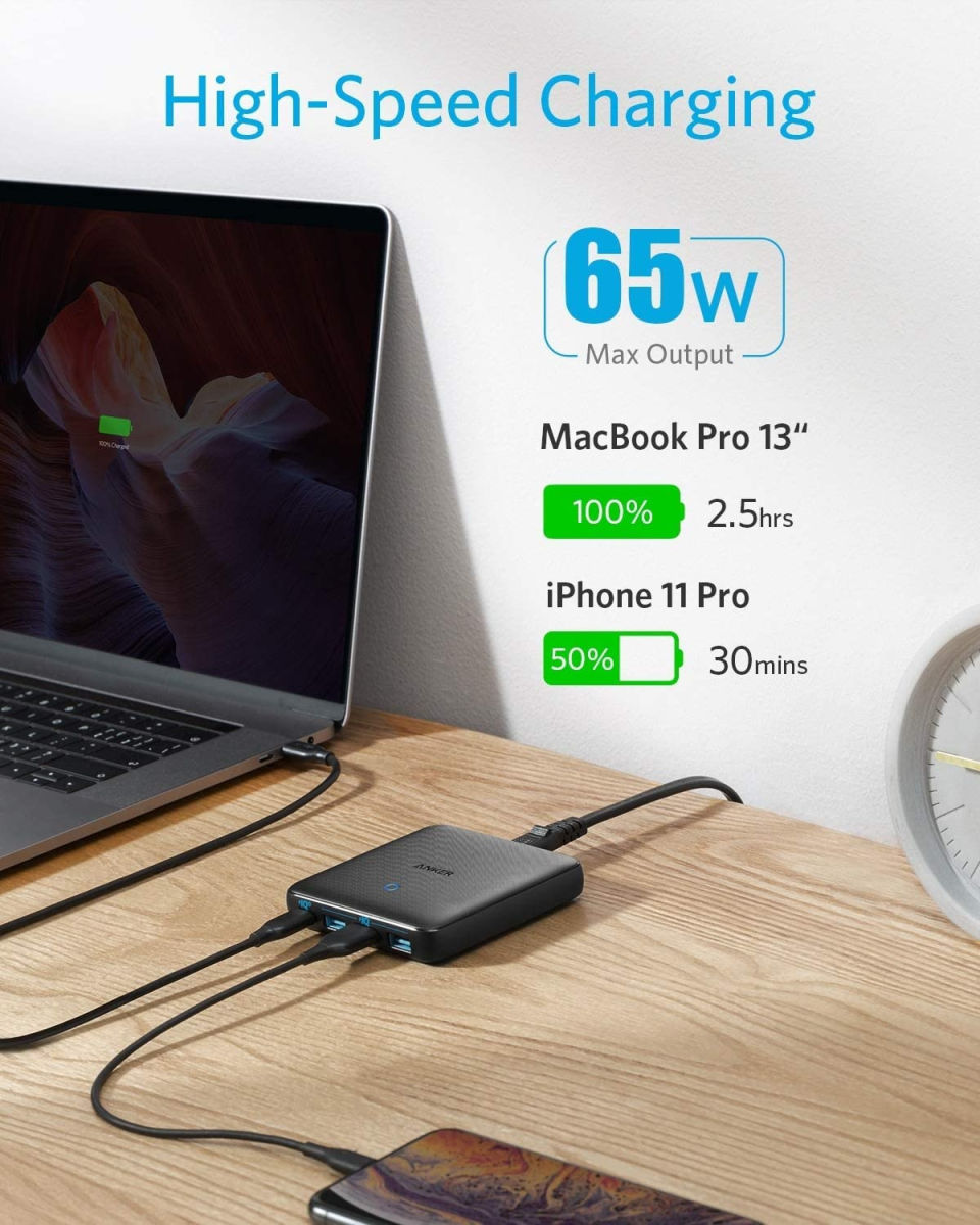 Anker PowerPort Atom III Slim 65W Snellader met USB-C en 3 Poorts USB afbeelding 4