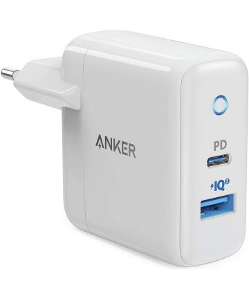 Anker PowerPort PD+ 2 Oplader 33W met USB en USB-C Power Delivery Wit Opladers