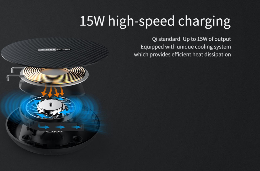 Nillkin Power Flash Fast Charge 15W Draadloze Oplader Carbon Fiber afbeelding 8