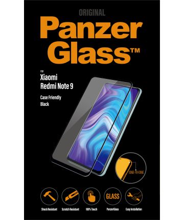 PanzerGlass Xiaomi Redmi Note 9 Screenprotector Case Friendly Zwart Screen Protectors
