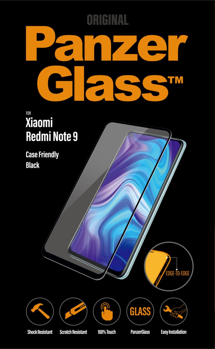 PanzerGlass Xiaomi Redmi Note 9 Screenprotector Case Friendly Zwart afbeelding 1
