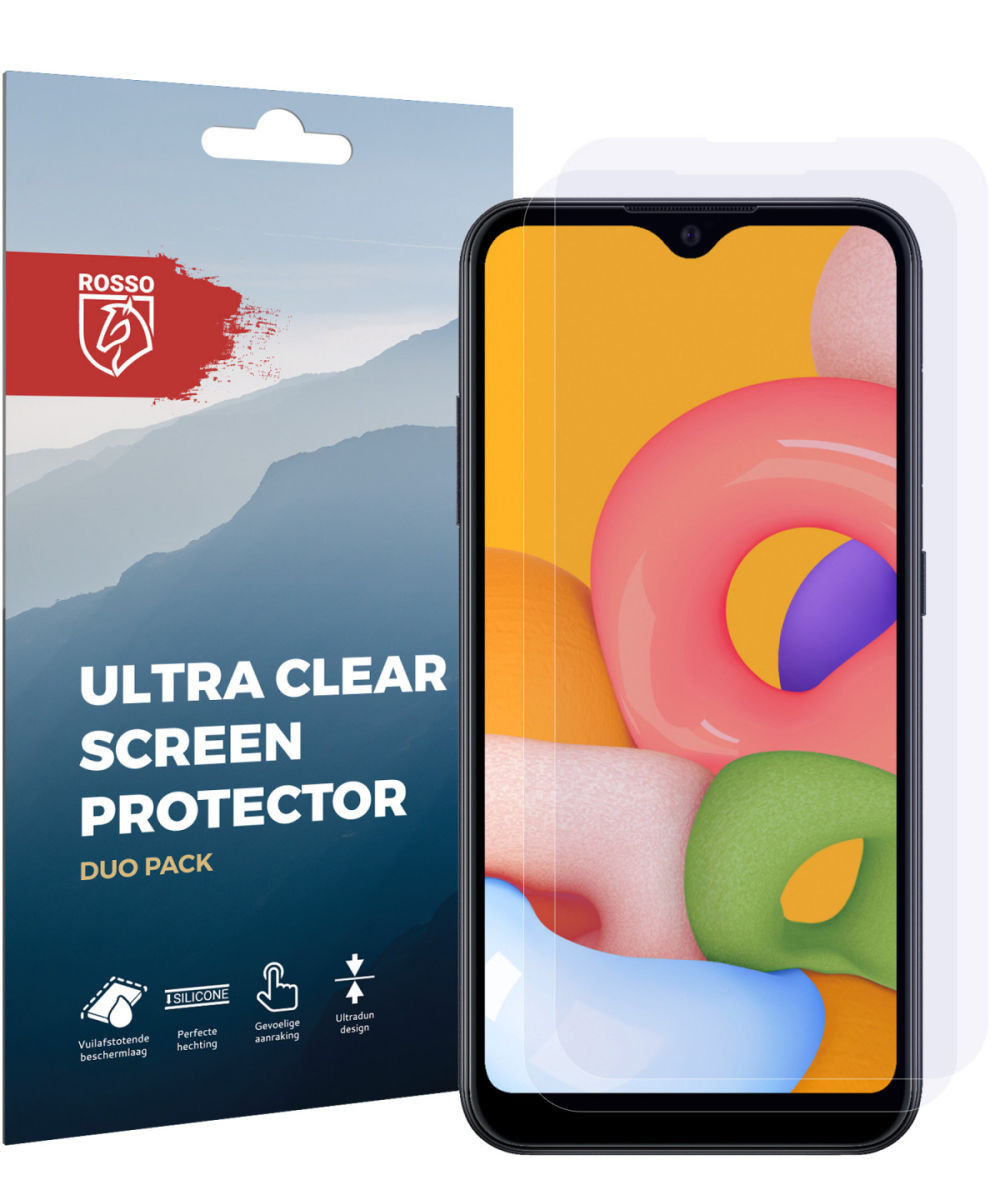 Rosso Samsung Galaxy A01 Ultra Clear Screen Protector Duo Pack afbeelding 9