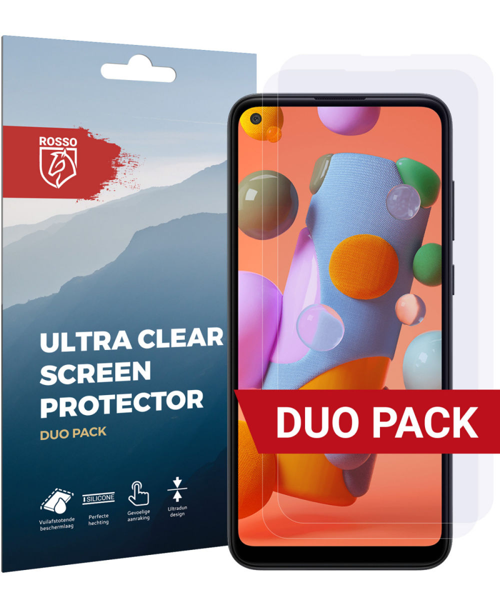 Rosso Samsung Galaxy A11 Ultra Clear Screen Protector Duo Pack afbeelding 1
