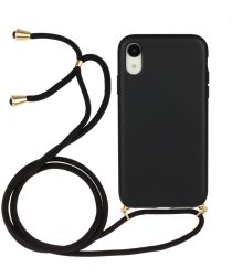 Apple iPhone XR Hoesje Back Cover Flexibel TPU met Koord Zwart