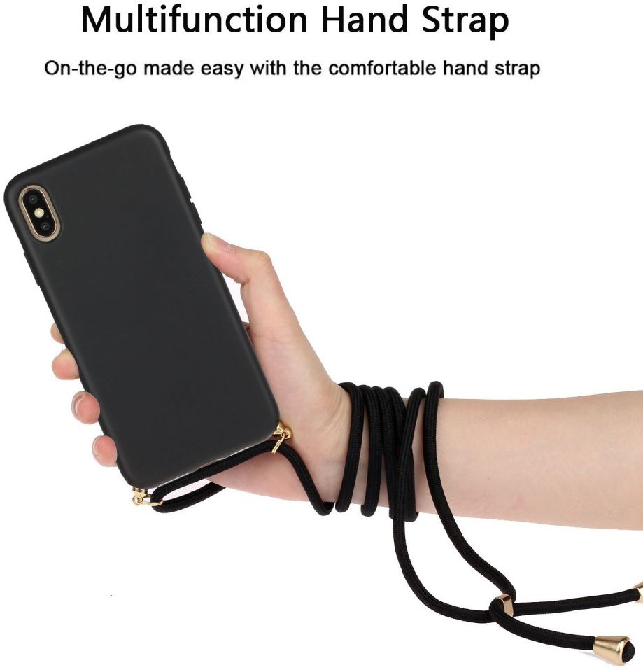 Apple iPhone XS Max Hoesje Back Cover Flexibel TPU met Koord Zwart afbeelding 4