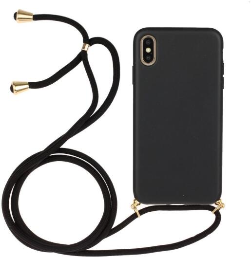 Apple iPhone XS Max Hoesje Back Cover Flexibel TPU met Koord Zwart afbeelding 1