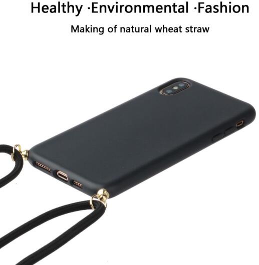 Apple iPhone XS Max Hoesje Back Cover Flexibel TPU met Koord Zwart afbeelding 3