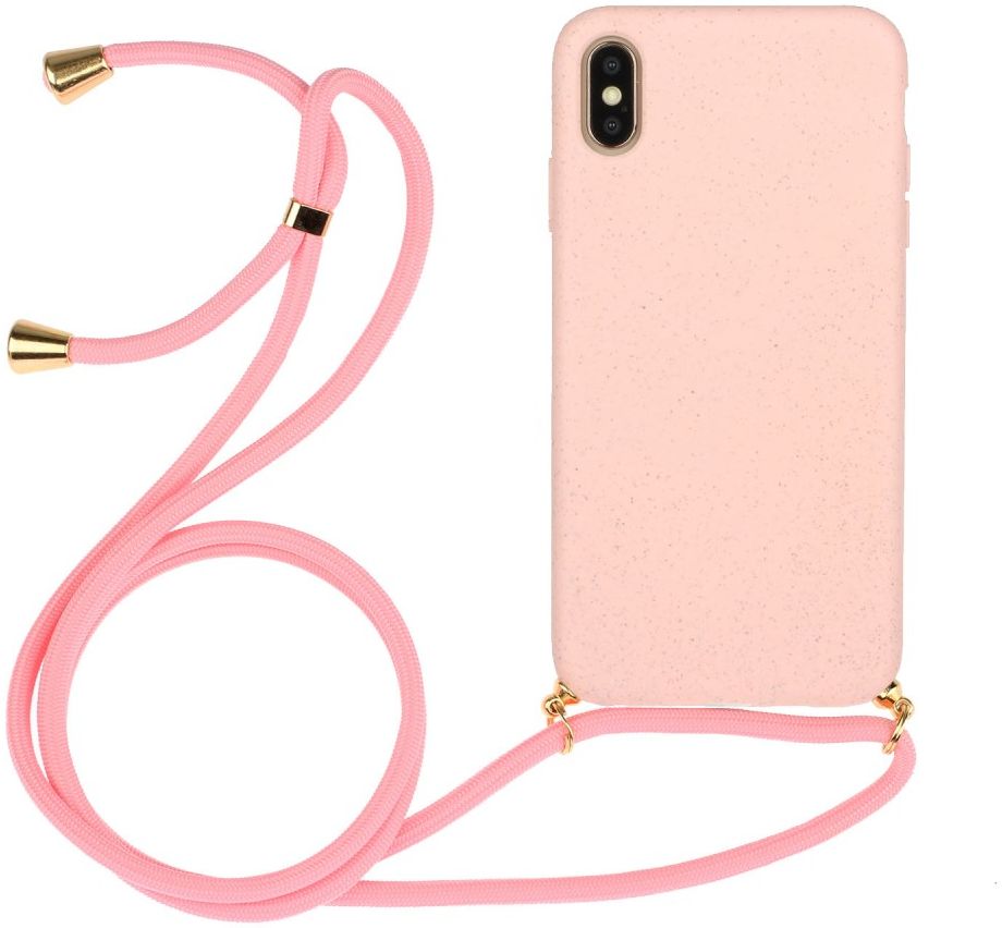 Apple iPhone X / XS Hoesje Back Cover Flexibel TPU met Koord Roze afbeelding 1