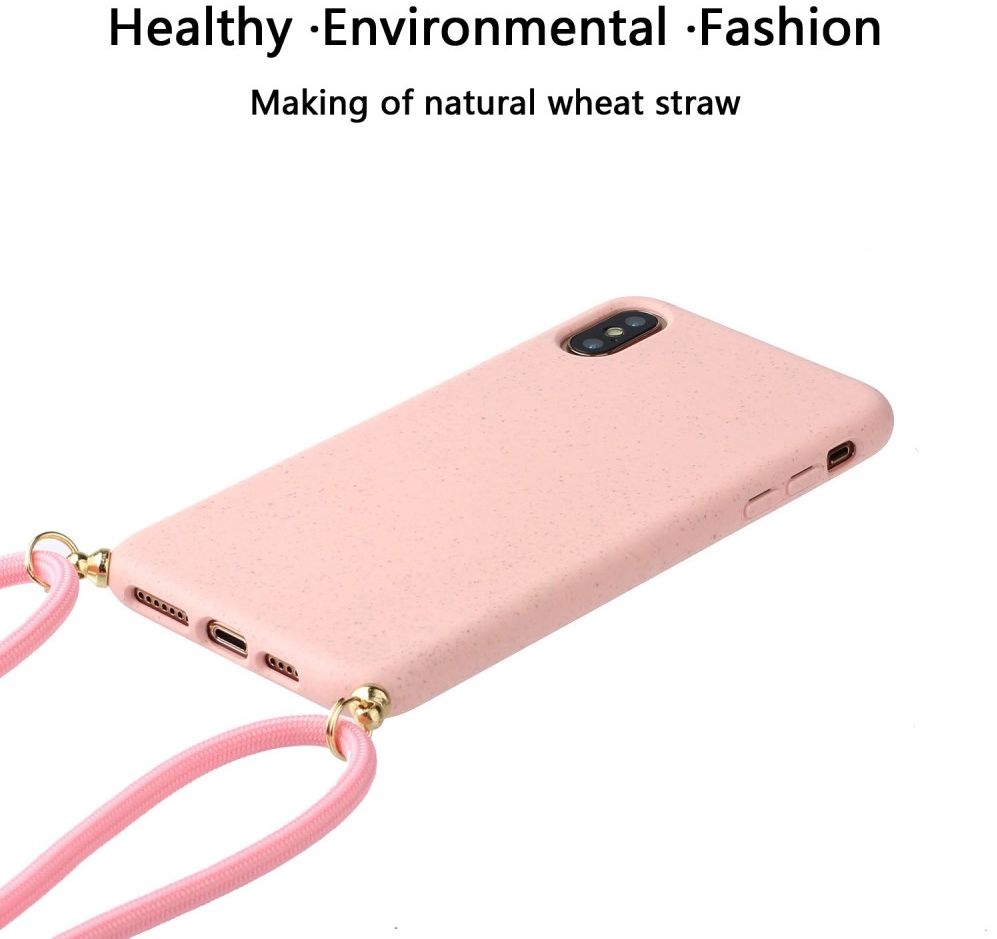 Apple iPhone X / XS Hoesje Back Cover Flexibel TPU met Koord Roze afbeelding 3
