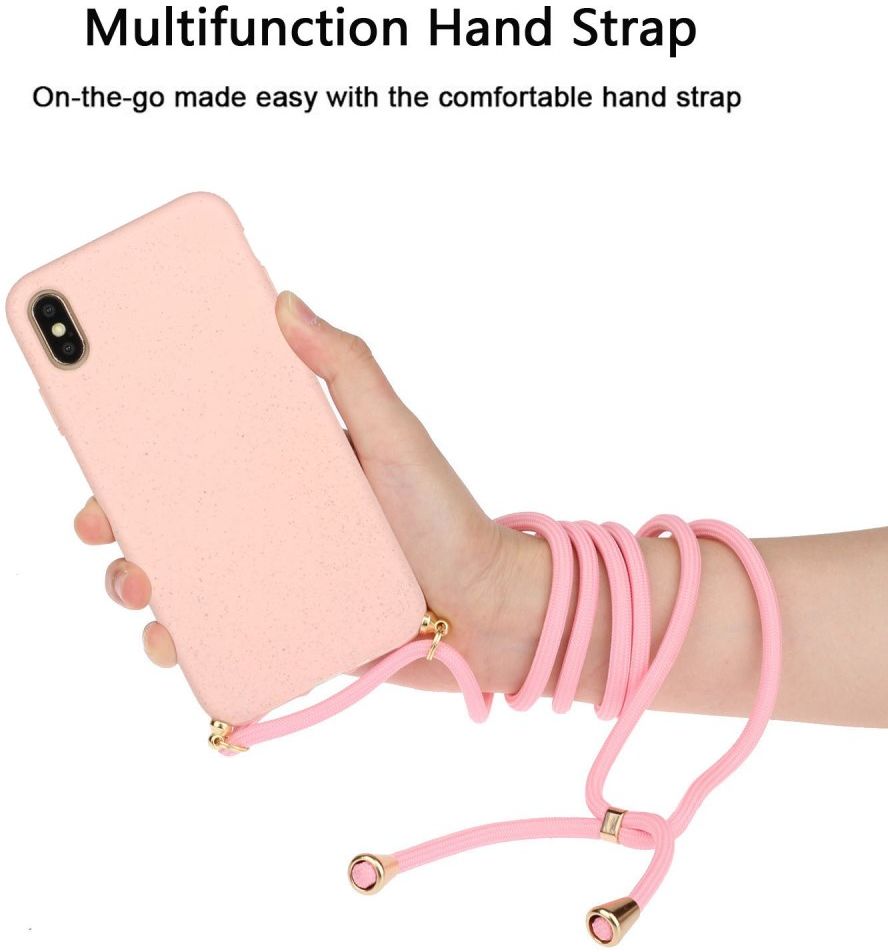 Apple iPhone X / XS Hoesje Back Cover Flexibel TPU met Koord Roze afbeelding 4
