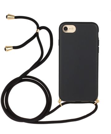 Apple iPhone 6/6S/7/8 Hoesje Back Cover Flexibel TPU met Koord Zwart Hoesjes