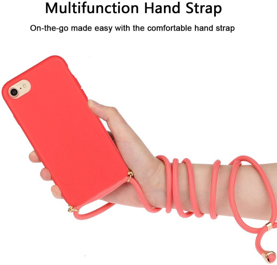 Apple iPhone 6/6S/7/8 Hoesje Back Cover Flexibel TPU met Koord Rood afbeelding 3
