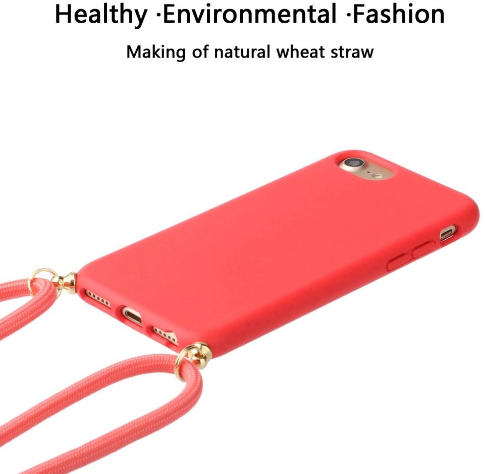 Apple iPhone 6/6S/7/8 Hoesje Back Cover Flexibel TPU met Koord Rood afbeelding 4