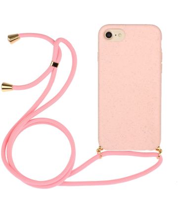 Apple iPhone 6/6S/7/8 Hoesje Back Cover Flexibel TPU met Koord Roze Hoesjes