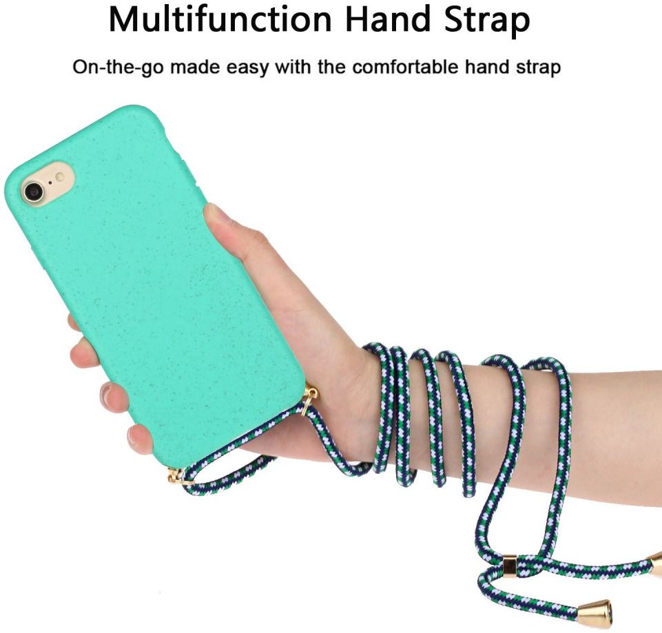 Apple iPhone 6/6S/7/8 Hoesje Back Cover Flexibel TPU met Koord Blauw afbeelding 3