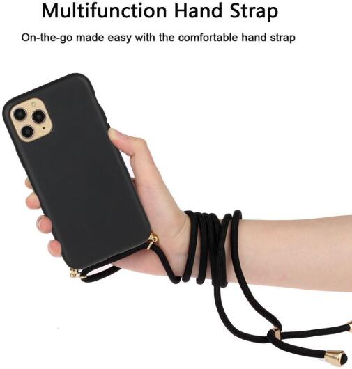 Apple iPhone 11 Pro Hoesje Back Cover Flexibel TPU met Koord Zwart afbeelding 4