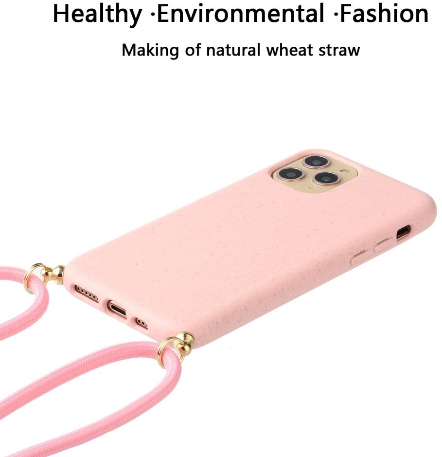 Apple iPhone 11 Pro Hoesje Back Cover Flexibel TPU met Koord LichtRoze afbeelding 3
