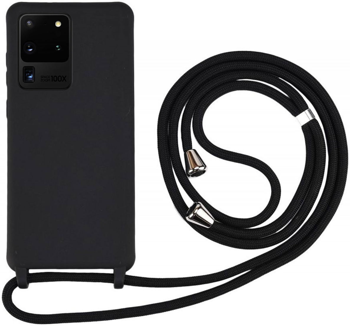 Samsung Galaxy S20 Ultra Hoesje Back Cover TPU met Koord Zwart afbeelding 1