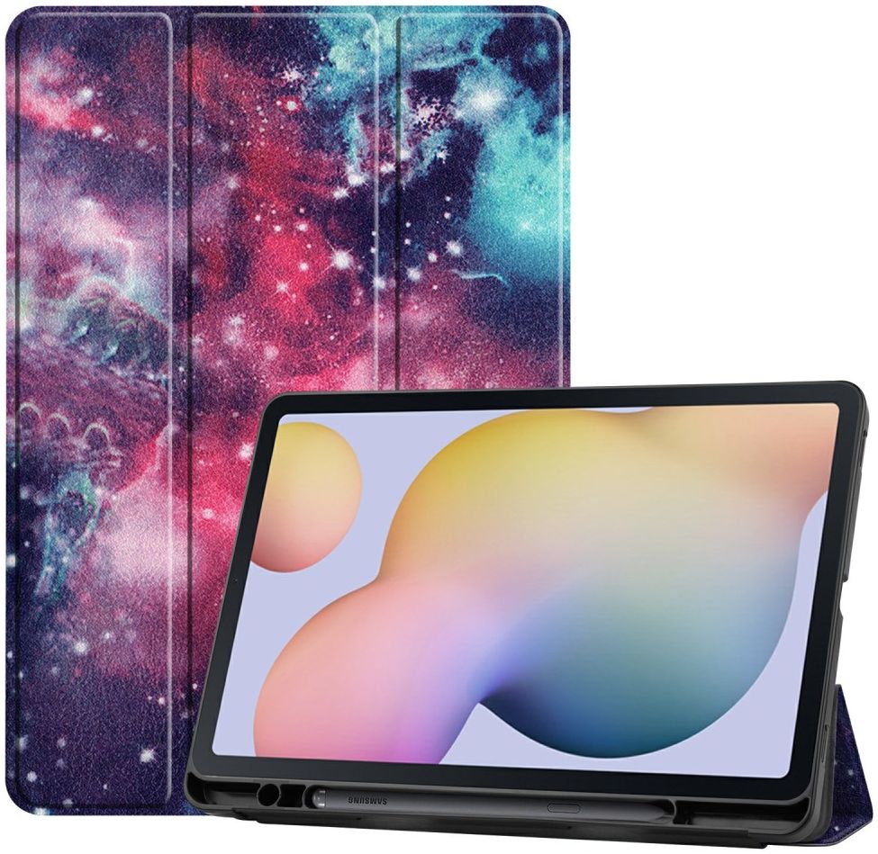 Samsung Galaxy Tab S7 Hoesje Tri-Fold Book Case Galaxy Print afbeelding 1