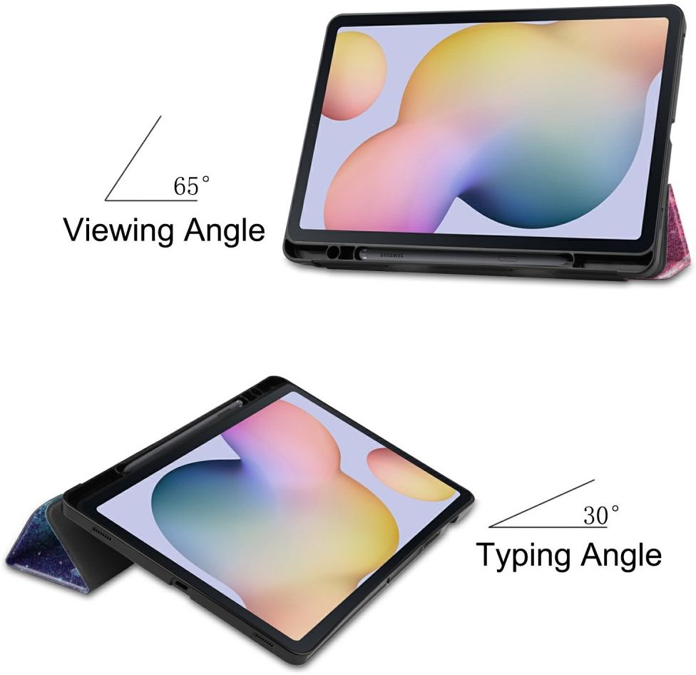 Samsung Galaxy Tab S7 Hoesje Tri-Fold Book Case Galaxy Print afbeelding 3
