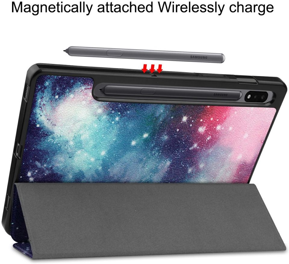 Samsung Galaxy Tab S7 Hoesje Tri-Fold Book Case Galaxy Print afbeelding 6