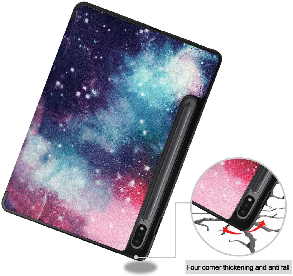 Samsung Galaxy Tab S7 Hoesje Tri-Fold Book Case Galaxy Print afbeelding 7