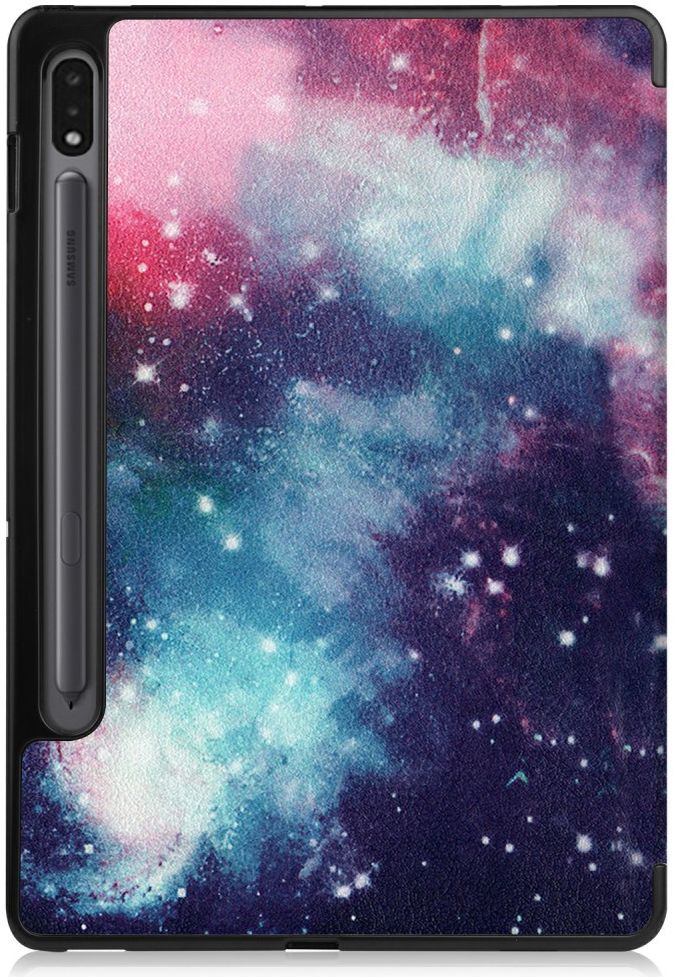 Samsung Galaxy Tab S7 Hoesje Tri-Fold Book Case Galaxy Print afbeelding 17