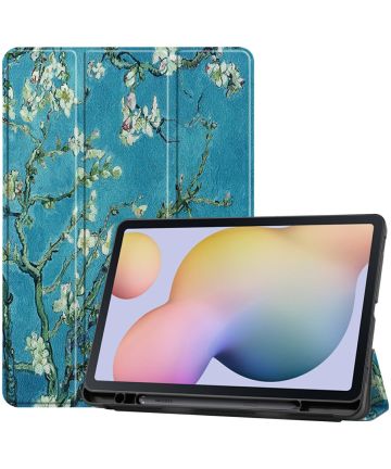 Samsung Galaxy Tab S7 Hoesje Tri-Fold Book Case Tree With Flower Print Hoesjes