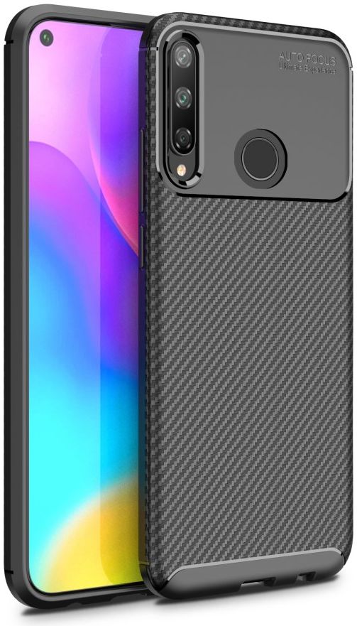 Huawei P40 Lite E Hoesje Geborsteld Carbon Zwart afbeelding 1