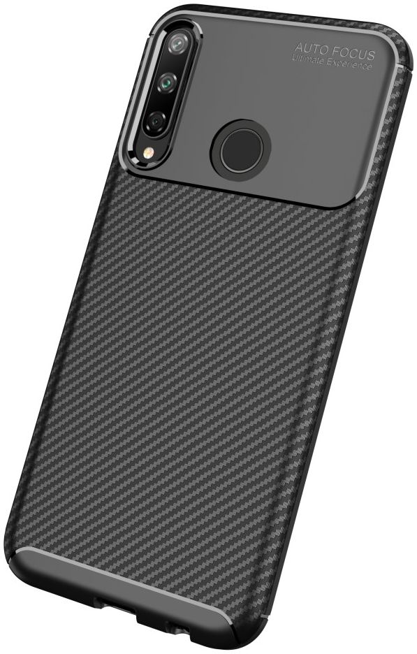 Huawei P40 Lite E Hoesje Geborsteld Carbon Zwart afbeelding 2
