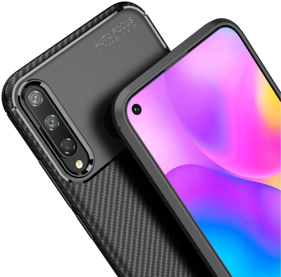 Huawei P40 Lite E Hoesje Geborsteld Carbon Zwart afbeelding 3