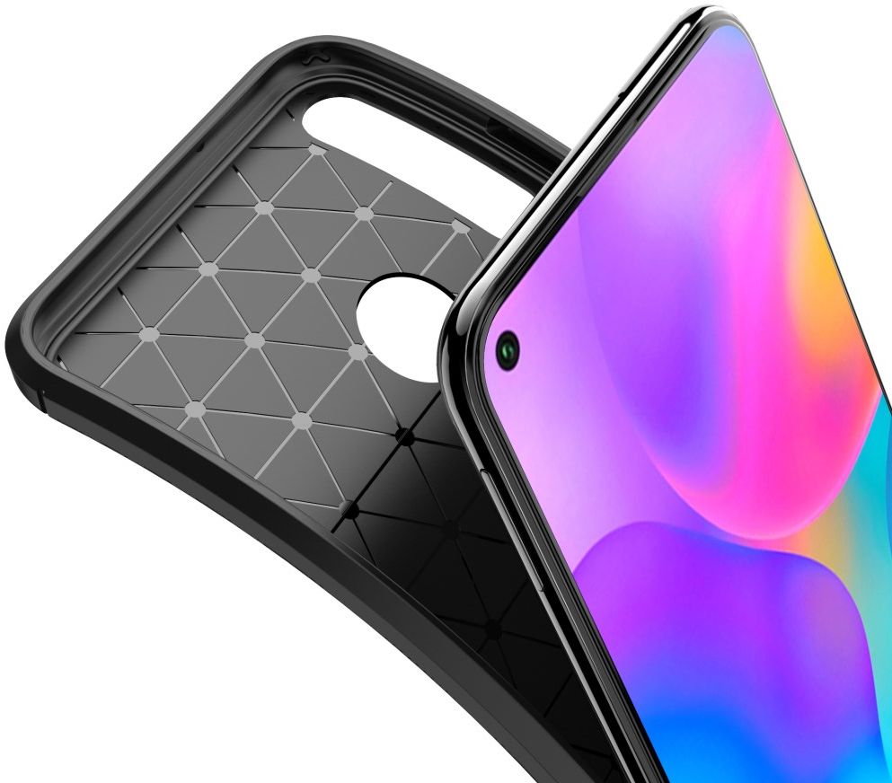 Huawei P40 Lite E Hoesje Geborsteld Carbon Zwart afbeelding 4