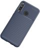 Huawei P40 Lite E Hoesje Geborsteld Carbon Blauw