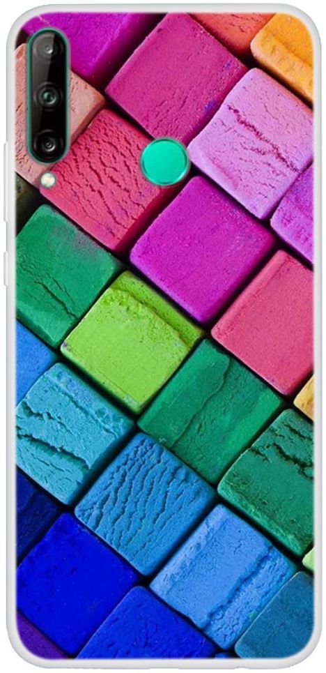 Huawei P40 Lite E Hoesje TPU Back Cover met Vierkanten Print afbeelding 1