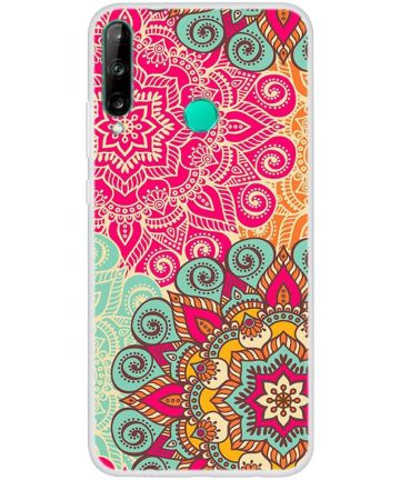 Huawei P40 Lite E Hoesje TPU Back Cover met Gekleurde Bloemen Print Hoesjes