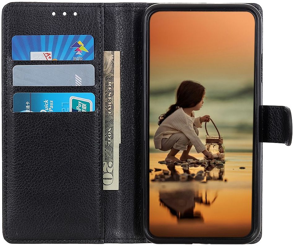 Huawei P40 Lite E Litchi Skin Leren Portemonnee Hoesje Zwart afbeelding 13