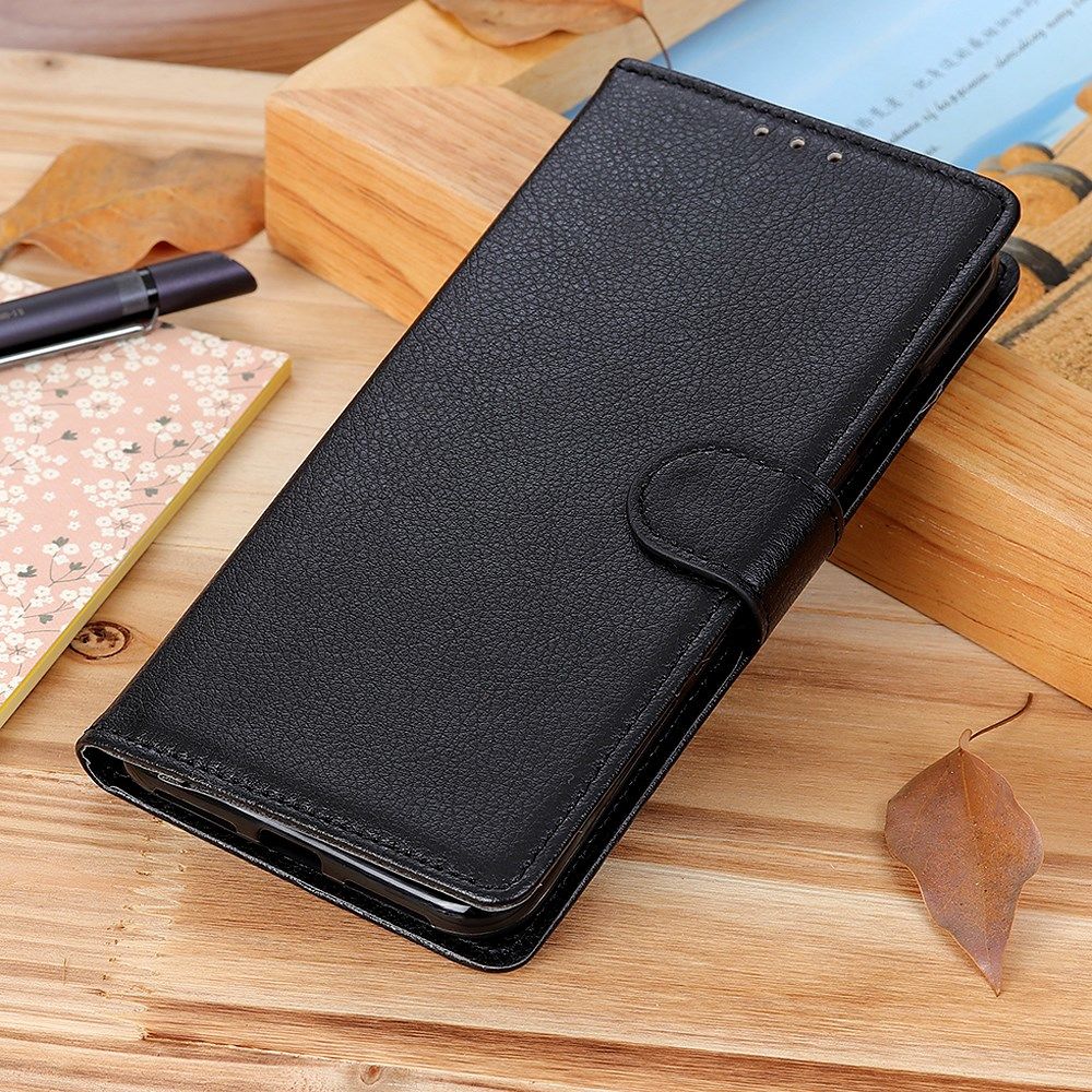 Huawei P40 Lite E Litchi Skin Leren Portemonnee Hoesje Zwart afbeelding 6