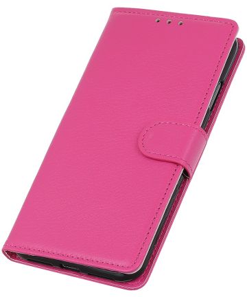 Huawei P40 Lite E Litchi Skin Leren Portemonnee Hoesje Roze Hoesjes