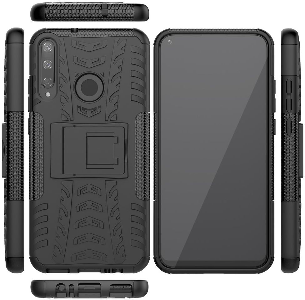 Huawei P40 Lite E Backcover Hoesje Shockproof Hybride Kickstand Zwart afbeelding 11