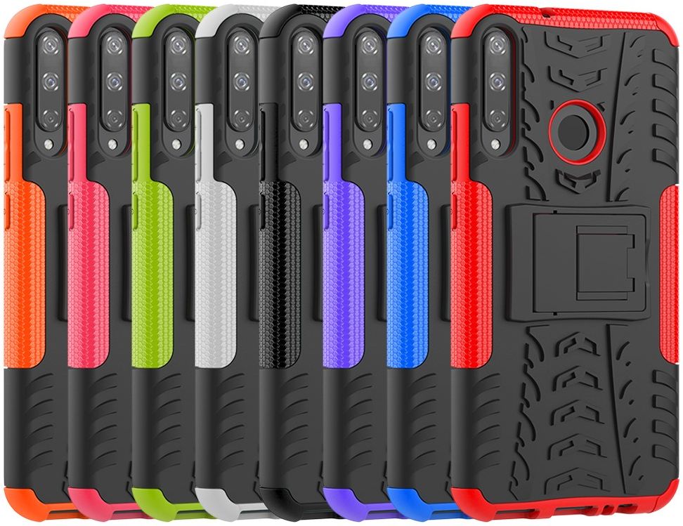 Huawei P40 Lite E Backcover Hoesje Shockproof Hybride Kickstand Zwart afbeelding 3