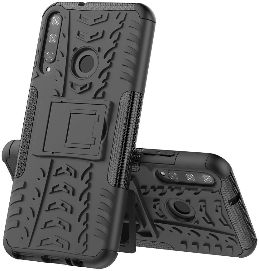 Huawei P40 Lite E Backcover Hoesje Shockproof Hybride Kickstand Zwart afbeelding 4