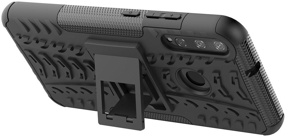 Huawei P40 Lite E Backcover Hoesje Shockproof Hybride Kickstand Zwart afbeelding 8