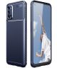 Oppo A52 / A72 Hoesje Siliconen Geborsteld Carbon Blauw