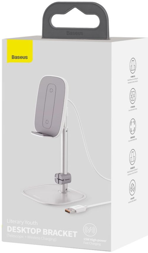 Baseus Universele Bureau Houder Met Draadloos Opladen Functie Zilver afbeelding 15