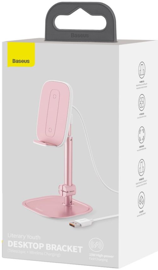 Baseus Universele Bureau Houder Met Draadloos Opladen Functie Roze afbeelding 10