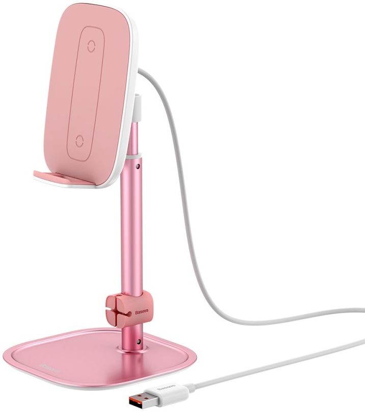Baseus Universele Bureau Houder Met Draadloos Opladen Functie Roze afbeelding 2