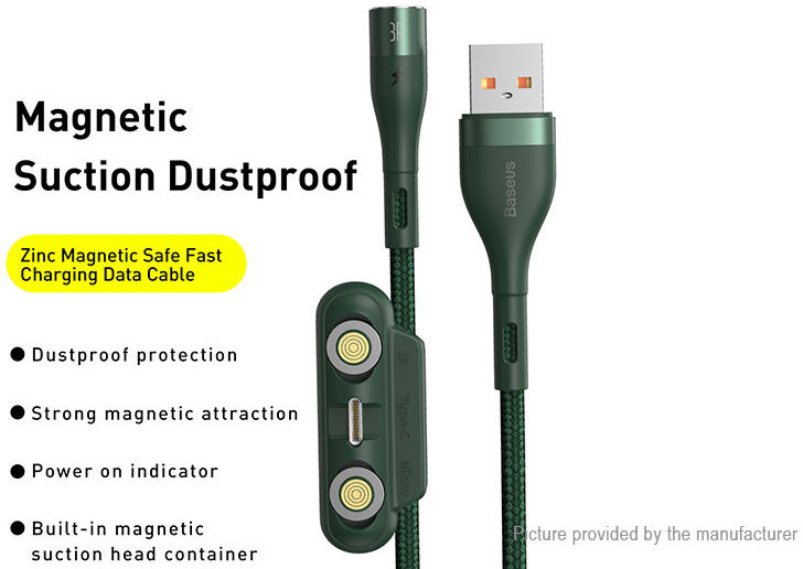 Baseus Zinc Magnetische 3-in-1 Fast Charging Kabel 3A 1 Meter Groen afbeelding 10